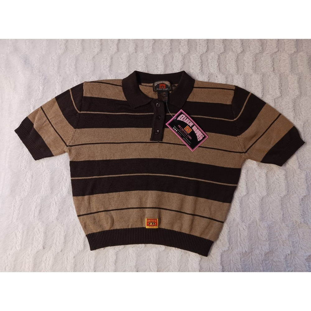 FB County Charlie Brown Short Sleeve Crop Top Brown/Tan Women's Size 2XL